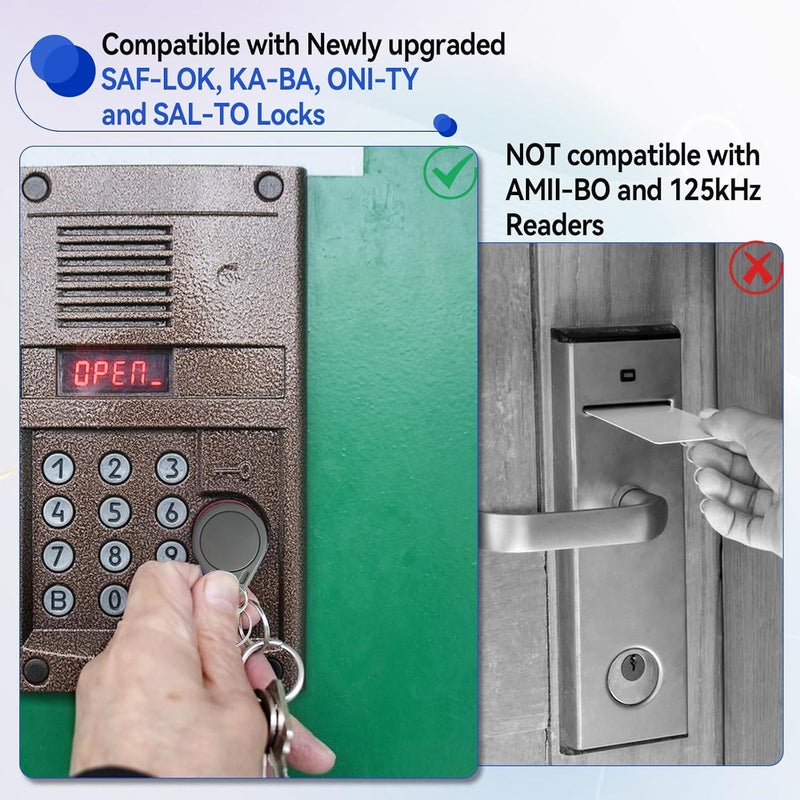 dcvbny Mi-fare Ultralight C Keychain NFC RFID Key Tag – 13.56MHz Contactless IC MF0ICU2 – Compatible with Upgraded SAFLOK, KABA, ONITY & Salto Locks – Grey ABS Waterproof Key Fob (30 PCS) - Image 3
